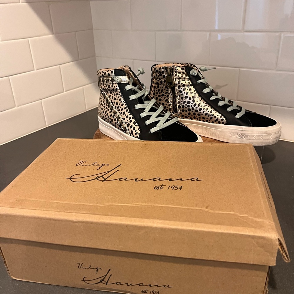 NWT/NWB Vintage Havana Revenge Leopard Print High-Top Sneakers - Picture 5 of 9